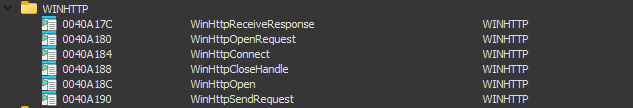WinHTTP Imports
