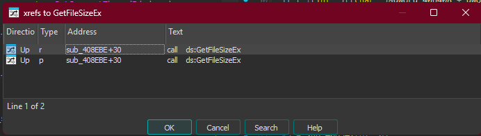 GetFileSizeEx Xref