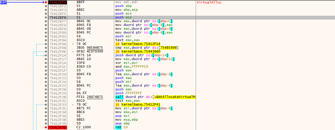 VirtualAlloc Hit